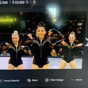 University of Iowa dance leotard black velvet netting the lineup large Hawkeyes